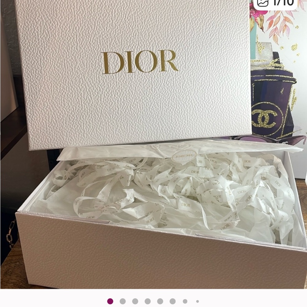 Dior Ivory Textured Large Box with Gold Logo